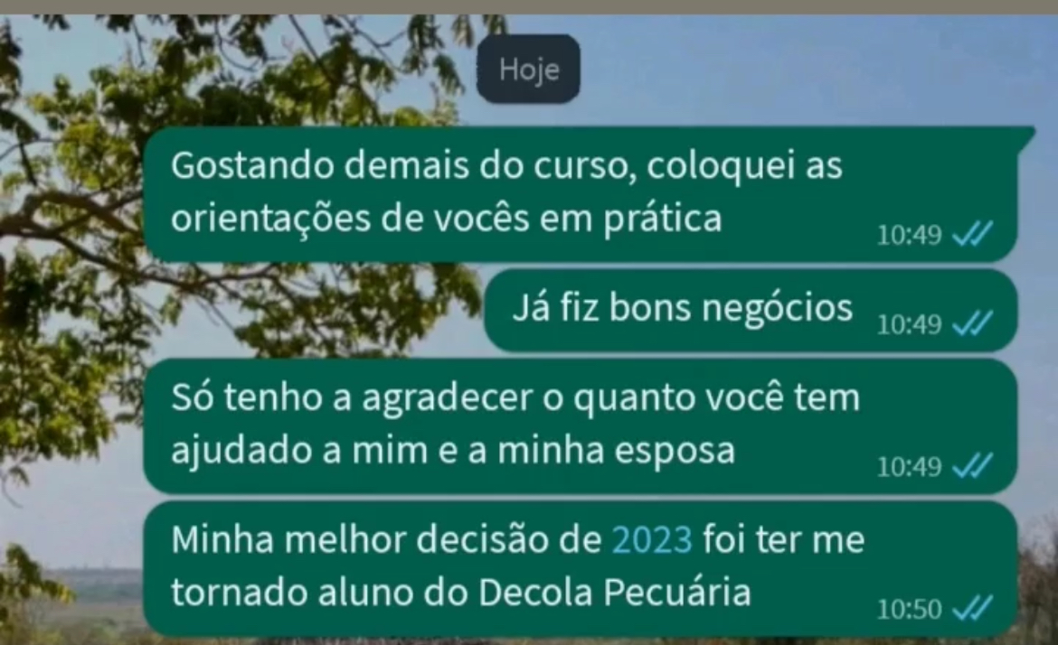 Aluno relata que colocou o curso em prática e fez bons negócios